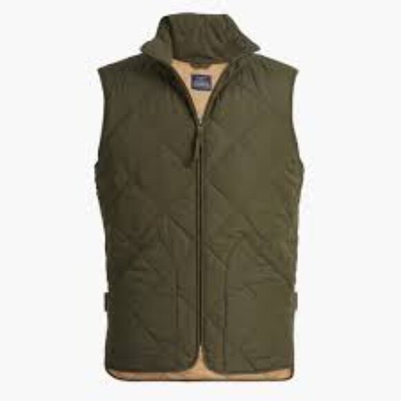 J. Crew Factory Men's Walker Quilted Vest in Dark Moss (Forest Green) - Picture 16 of 16